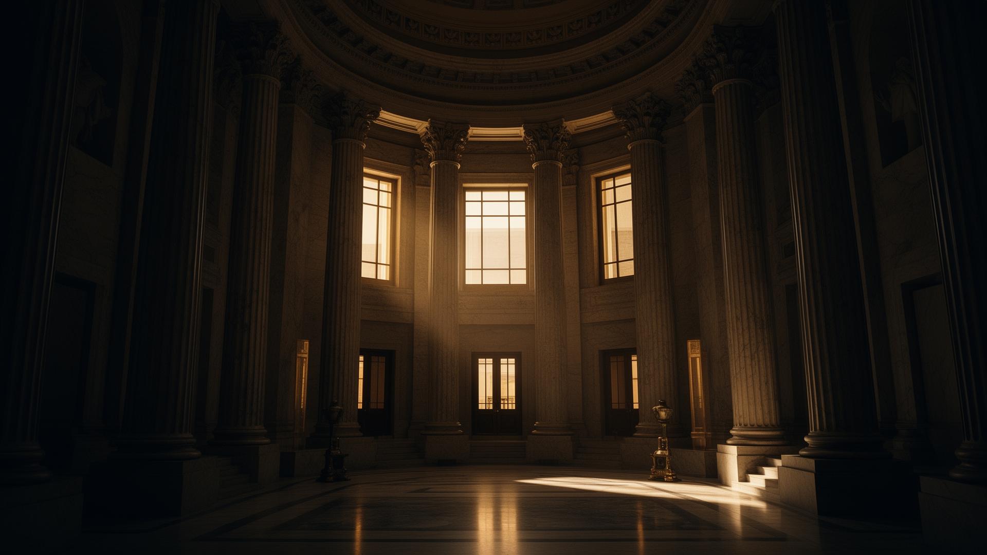 Interior de tribunal em mármore